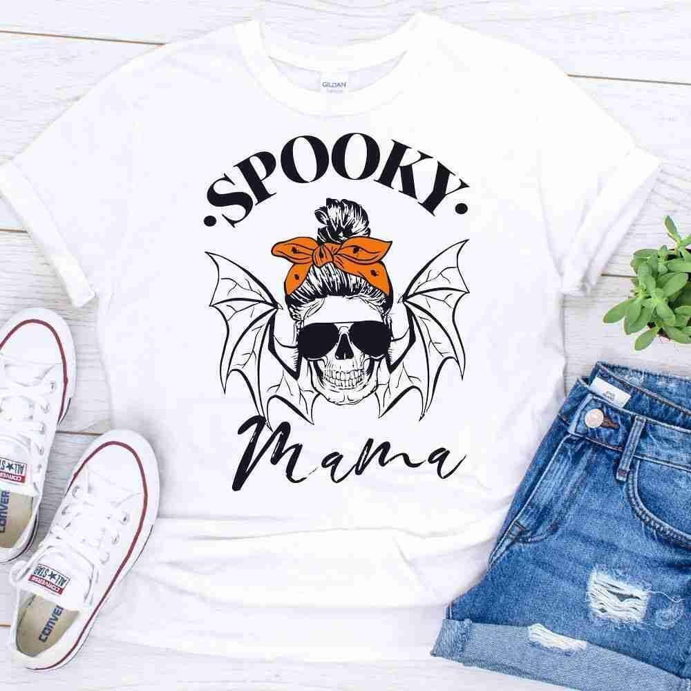 Spooky Mama Skull Halloween Shirt